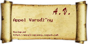 Appel Varsány névjegykártya